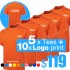 5 Pack Basic Tee with 2 Logos Printing