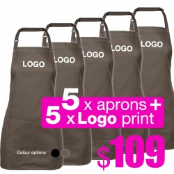 5 Pack Apron with 1 Logo Printing