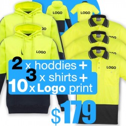 5 Pack Mixed Polo and Hoodie with 2 Logos Printing