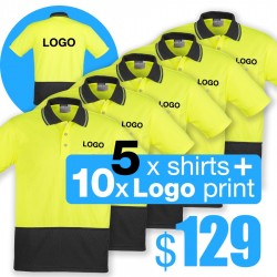 5 Pack Basic Hi Vis Polo with 2 Logos Printing