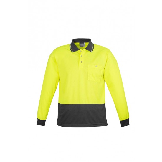 ZH232 - Unisex Hi Vis Basic Spliced Polo - Long Sleeve