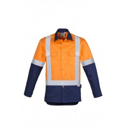 ZW124 - Mens Hi Vis Spliced Industrial Shirt - Shoulder Taped