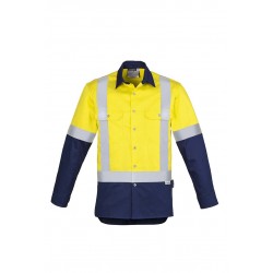 ZW124 - Mens Hi Vis Spliced Industrial Shirt - Shoulder Taped