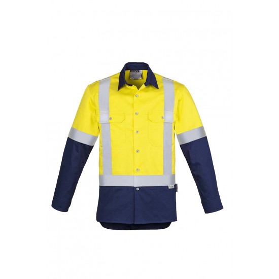 ZW124 - Mens Hi Vis Spliced Industrial Shirt - Shoulder Taped