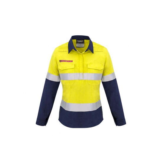 ZW131 - Womens FR Closed Front Hooped Taped Spliced Shirt ZW131 - Womens FR Closed Front Hooped Taped Spliced Shirt